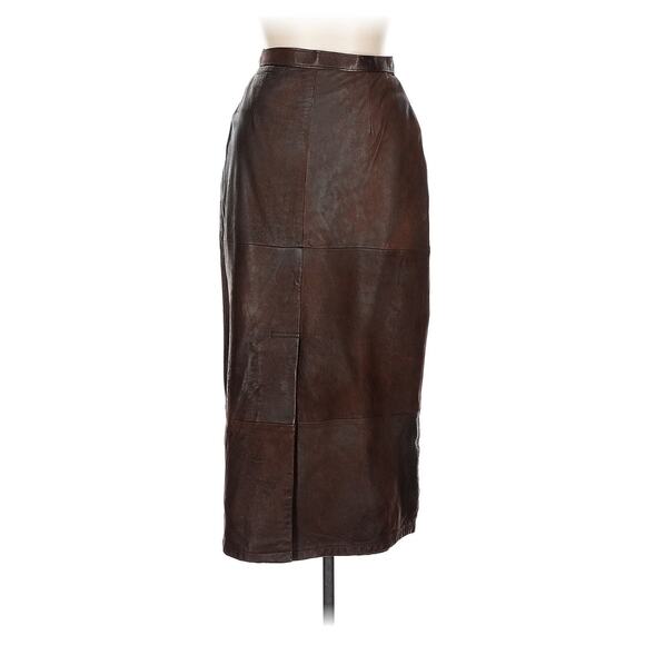 Banana Republic Dresses & Skirts - True Vintage banana republic Safari leather walking skirt Brown Midi 10